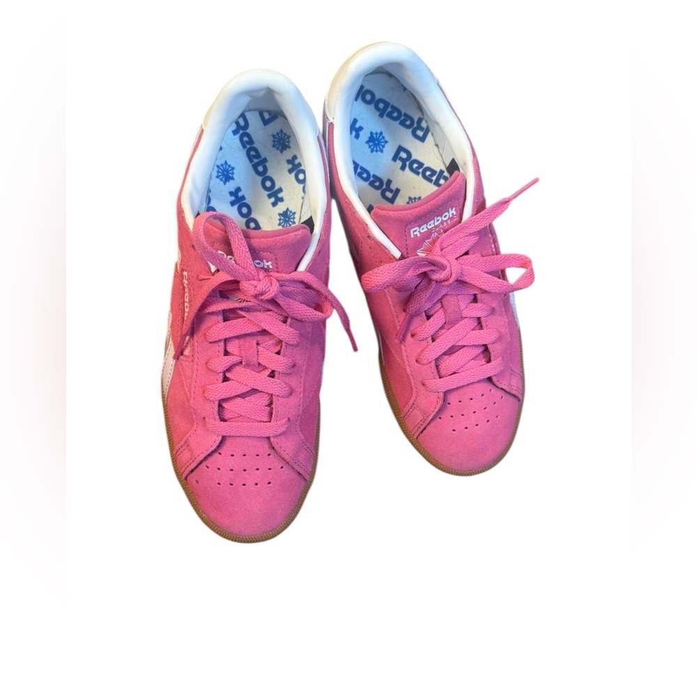 Reebok Club C Grounds UK Pink Suede Barbiecore Gum Sole Court Shoe Sneaker 7.5 - Picture 6 of 12